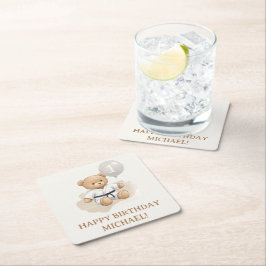 Judo Bear Turns One" – 1st Birthday 【Black-belt】 Kartonnen Onderzetters