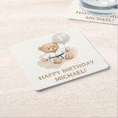 Judo Bear Turns One" – 1st Birthday 【Black-belt】 Kartonnen Onderzetters (Schuin)