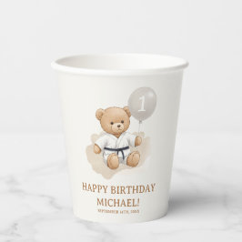Judo Bear Turns One" – 1st Birthday 【Black-belt】 Papieren Bekers