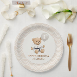 Judo Bear Turns One" – 1st Birthday 【Black-belt】 Papieren Bordje