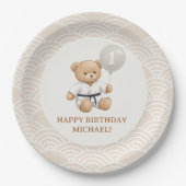 Judo Bear Turns One" – 1st Birthday 【Black-belt】 Papieren Bordje (Voorkant)