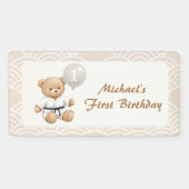 Judo Bear Turns One" – 1st Birthday 【Black-belt】 Spandoek (Horizontaal)