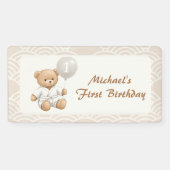 Judo Bear Turns One" – 1st Birthday 【Black-belt】 Spandoek (Horizontaal)