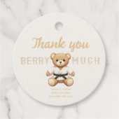 Judo Black Belt Bear Baby Shower Collection Bedankjes Labels (Voorkant)