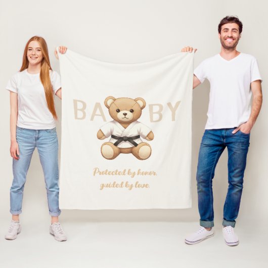 Judo Black Belt Bear Baby Shower Collection Fleece Deken (In situ)