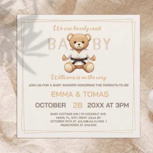 Judo Black Belt Bear Baby Shower Collection Kaart