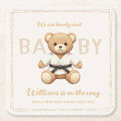 Judo Black Belt Bear Baby Shower Collection Kartonnen Onderzetters (Voorkant)