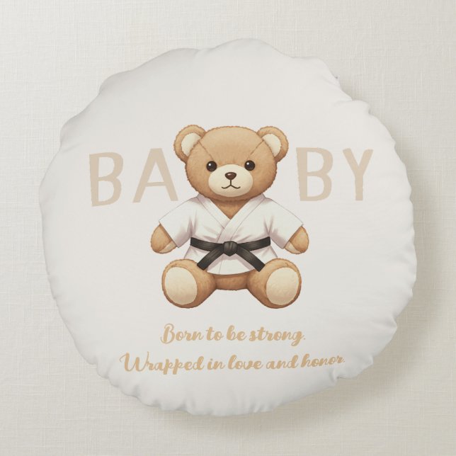 Judo Black Belt Bear Baby Shower Collection Rond Kussen (Achterkant)