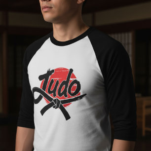 Judo Borstel Schrift en Zwarte Band – Rijzende Zon T-shirt