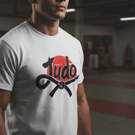 Judo Brush Script and Black Belt – Rising Sun T-shirt