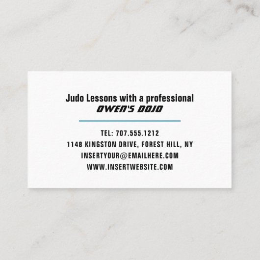 Judo Design, Sensei Visitekaartje (Achterkant)