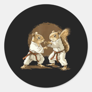 Judo Eekhoorn Kickboksen Taekwondo Kung Fu Martial Ronde Sticker