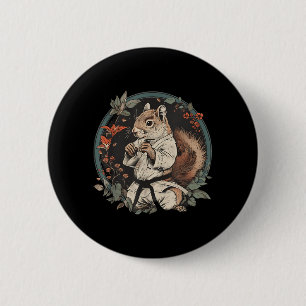 Judo Eekhoorn Natuur Vechtkunst Kickboksen Ronde Button 5,7 Cm