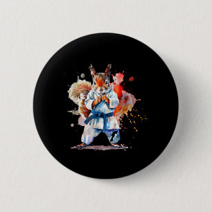 Judo Eekhoorn Waterverf Karate MMA Eekhoorn Liefhe Ronde Button 5,7 Cm