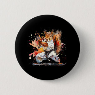 Judo Eekhoorn Waterverf MMA Eekhoornliefhebber Ronde Button 5,7 Cm
