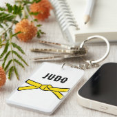 Judo gele riem promotie viering sleutelhanger (Voorkant Rechts)