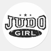 Judo Girl Ronde Sticker (Voorkant)