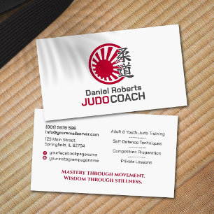 Judo-instructeur - Kanji en Rijzende Zon Visitekaartje