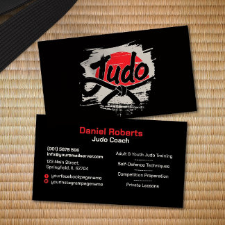 Judo instructor - Black Belt and sun Visitekaartje