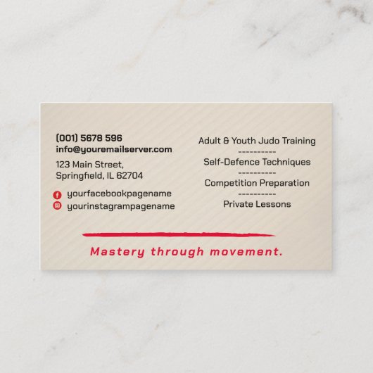 Judo instructor - Kanji and Judoka Visitekaartje (Achterkant)