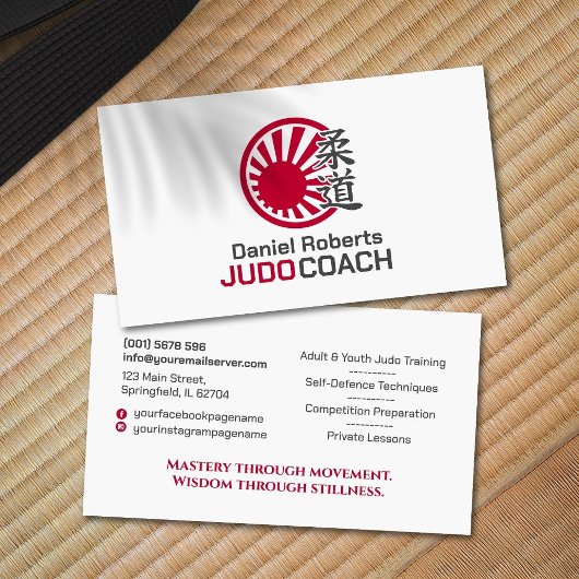 Judo instructor - Kanji and Rising Sun Visitekaartje