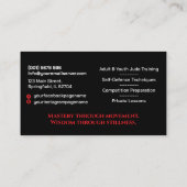 Judo instructor - Kanji and Rising Sun Visitekaartje (Achterkant)