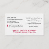 Judo instructor - Kanji and Rising Sun Visitekaartje (Achterkant)