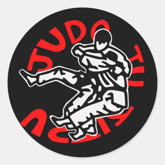 Judo ji jitsu-sticker ronde sticker (Voorkant)