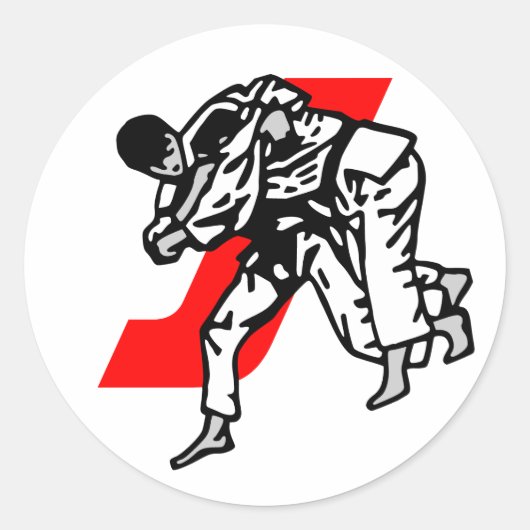 judo jitsu ronde sticker (Voorkant)