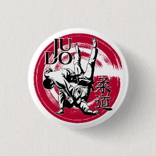 Judo Kanji en Rijzende Zon Worp Ronde Button 3,2 Cm