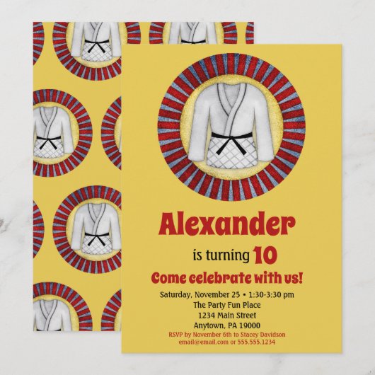 Judo Karate Martial Arts Birthday Invitation Boys Kaart (Voorkant / Achterkant)