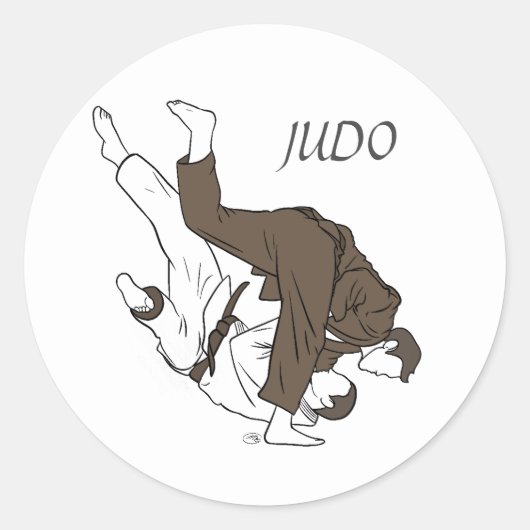 Judo lederen stijl ronde sticker (Voorkant)