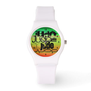 Judo Levendig groen, Oranje en geel Horloge