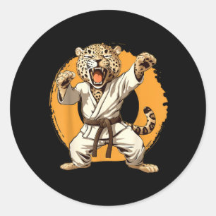Judo Luipaard Natuur Kickboksen Taekwondo Martial Ronde Sticker