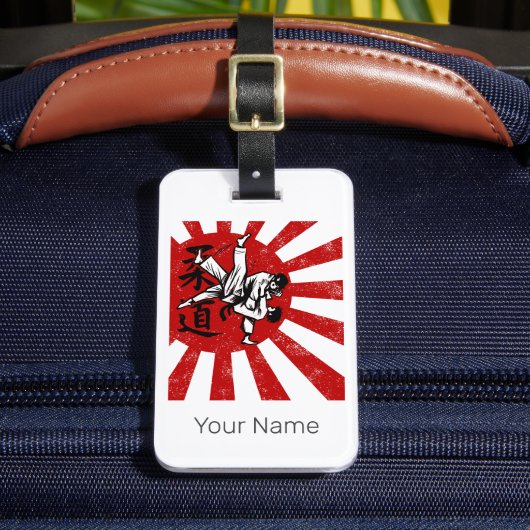 Judo Martial Arts Japans Retro Design Bagagelabel (Voorkant Insitu 2)