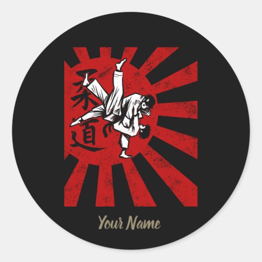 Judo Martial Arts Japans  Retro Design Ronde Sticker (Voorkant)