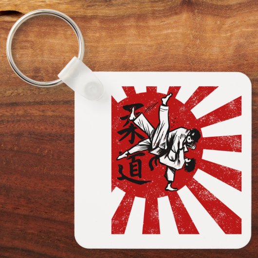 Judo Martial Arts Japans Retro Design Sleutelhanger (Voorkant)