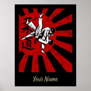 Judo Martial Arts met  japanese rising Sun Poster