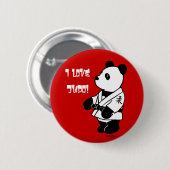 Judo Panda-Cartoon met zwarte gordel Ronde Button 5,7 Cm (Voorkant /achterkant)