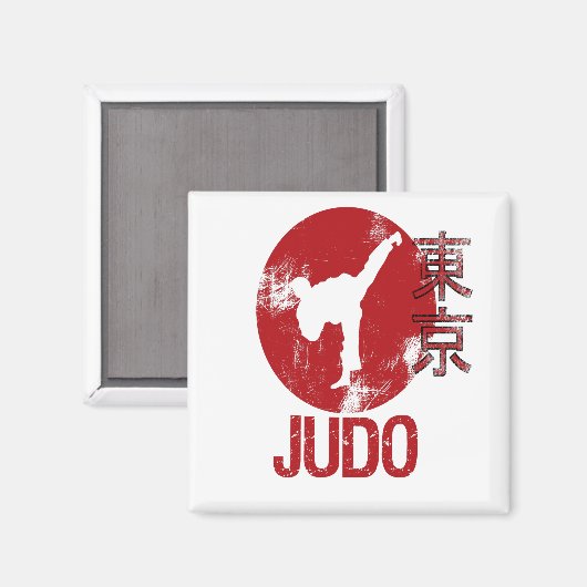 Judo Sport Japanse esthetische Tokyo vlag Gift Magneet (Voorkant / Achterkant)