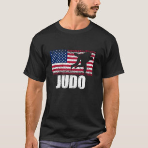 Judo Sports Retro Amerikaanse Vlag Verenigde State T-shirt