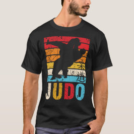 Judo Ura Nage Judoka Retro Zonsondergang T-shirt