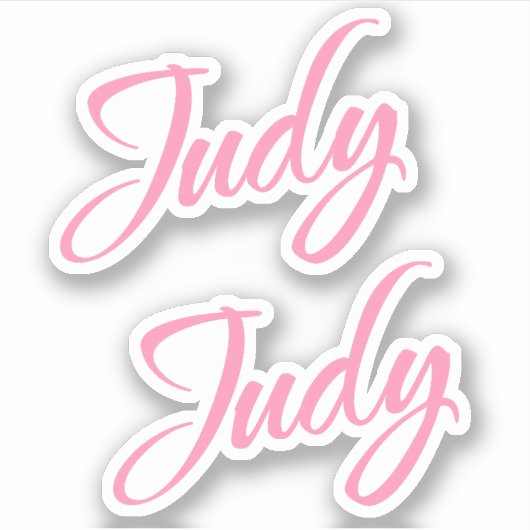 Judy Decoratieve Naam in Roze x2 Sticker (Voorkant)