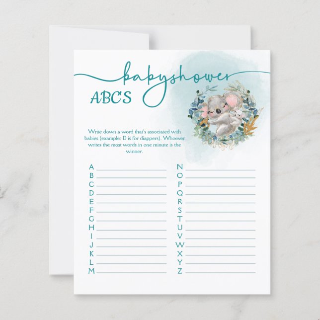 Juego Baby Shower ABC Baby Koala (Voorkant)