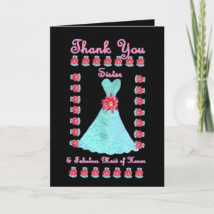 JUFFER VAN EER THANK YOU Turquoise Blauwe Jurk Bedankkaart