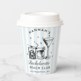Juffertje Retro Modern Blauw & Zwarte Strepen Papieren Bekers