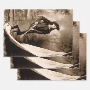 Juffrouw Annie Oakley met geweer, antieke fotoport Inpakpapier Vel