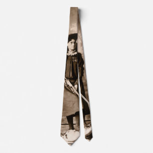 Juffrouw Annie Oakley met geweer, antieke fotoport Stropdas