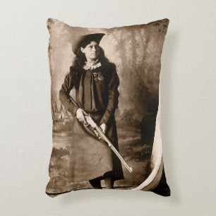Juffrouw Annie Oakley met geweer, oude fotoportret Accent Kussen