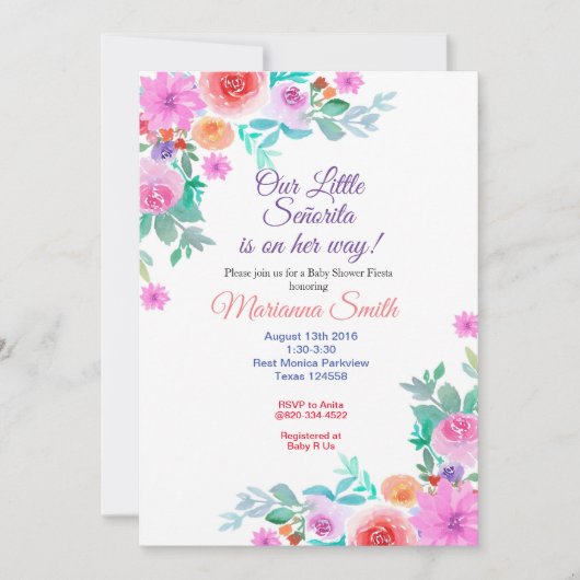 Juffrouw Bloemrijke Fiesta Baby Shower Gouden Meis Kaart (Voorkant)